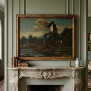Dipinto ad Olio su Tela con Paesaggio II metà '600/ primi '700