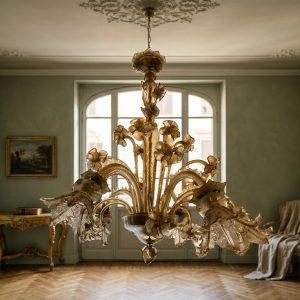 Lampadario di Murano in Vetro Fumè Anni '50/'60
