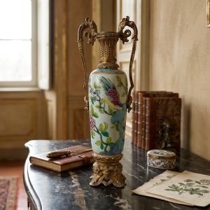 Vaso in Porcellana Policroma Bronzo Dorato fine '800