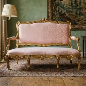 Divano Luigi XV dorato a foglia Epoca fine '700/ primo '800
